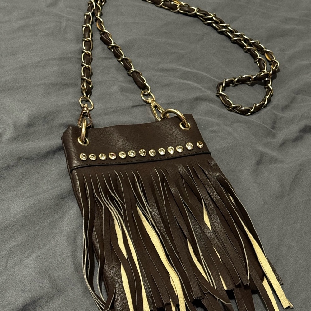 Brown Fringe Crossbody Bag
